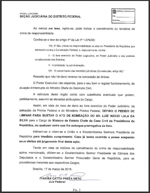 (Fonte: Correio Braziliense) liminar posse do lula2