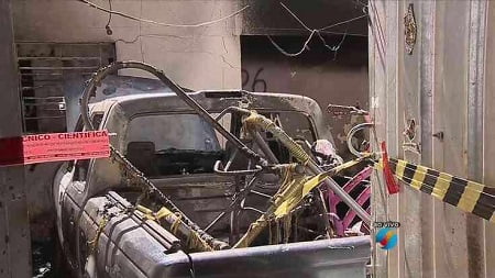 (Foto: Reprodução/TV Serra Dourada) caminhonete incendio