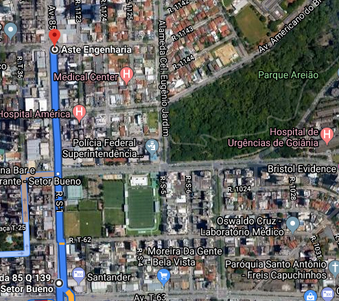 Trecho em azul será local de concentração do Carnaval dos Amigos. (Foto: Reprodução/Google Maps)