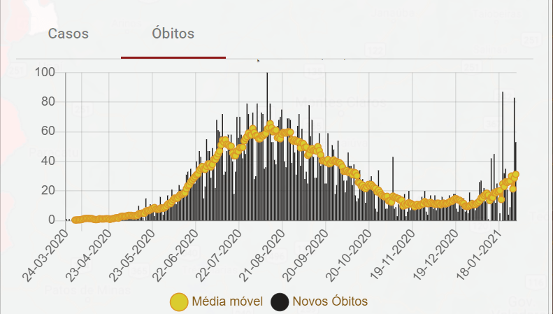 Estatística de óbitos com a covid-19 em Goiás até 30 de janeiro de 2021)