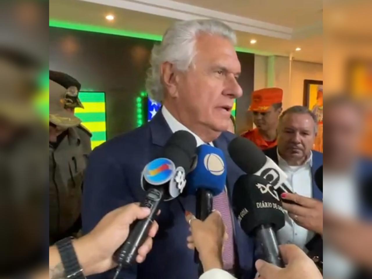 Ronaldo Caiado em coletiva de queimadas. Foto: Altair Tavares/DG