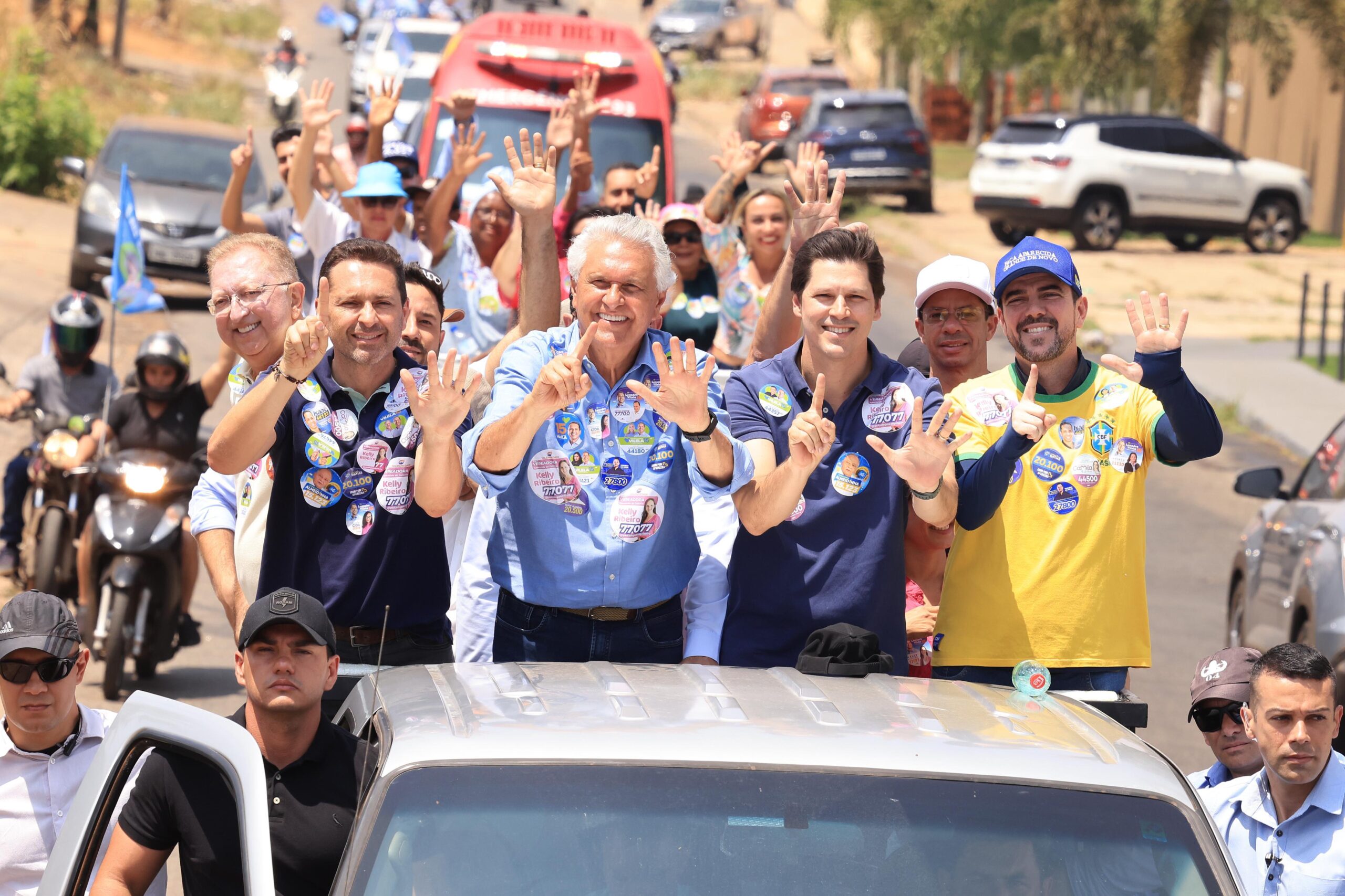 Carreata Leandro Vilela com Ronaldo Caiado e Leandro Vilela. Foto: Divulgação