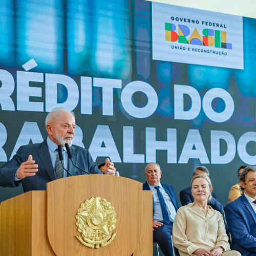 Presidente Luiz Inácio Lula da Silva durante cerimônia de lançamento do Programa “Crédito do Trabalhador”. Foto: Ricardo Stuckert/PR
