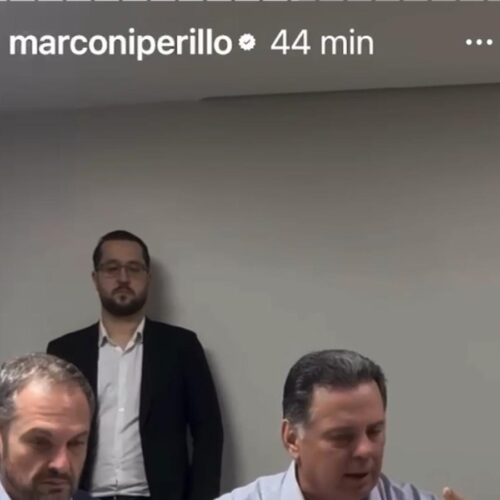 Marconi Perillo fala em reunião sobre o hospital do câncer