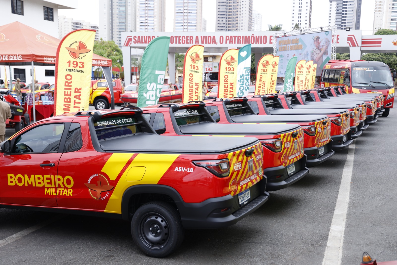 Nova frota do Corpo de Bombeiros de Goiás. Foto: Divulgação