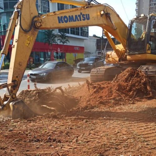 Obras na Rua 135 setor Marista. Foto: Seinfra