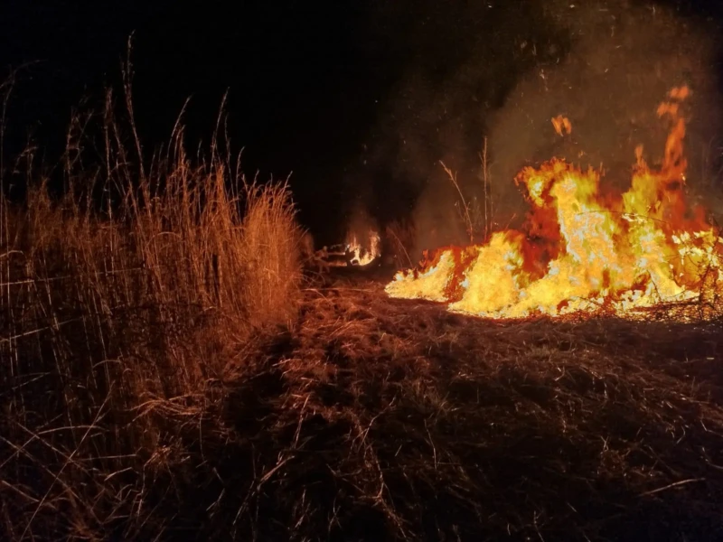 Bombeiros controlam incêndio de grandes proporções em fazenda às margens da BR-080