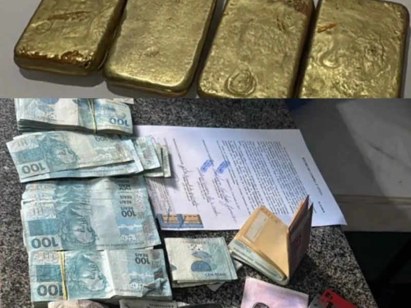 Barras de Ouro e dinheiro estão entre os itens apreendidos na operação Fotomontagem divulgação PF