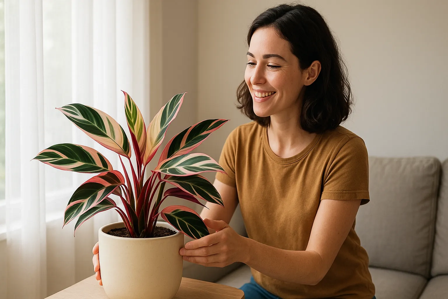 Saiba como destacar a cor da maranta triostar com luz filtrada e solo leve