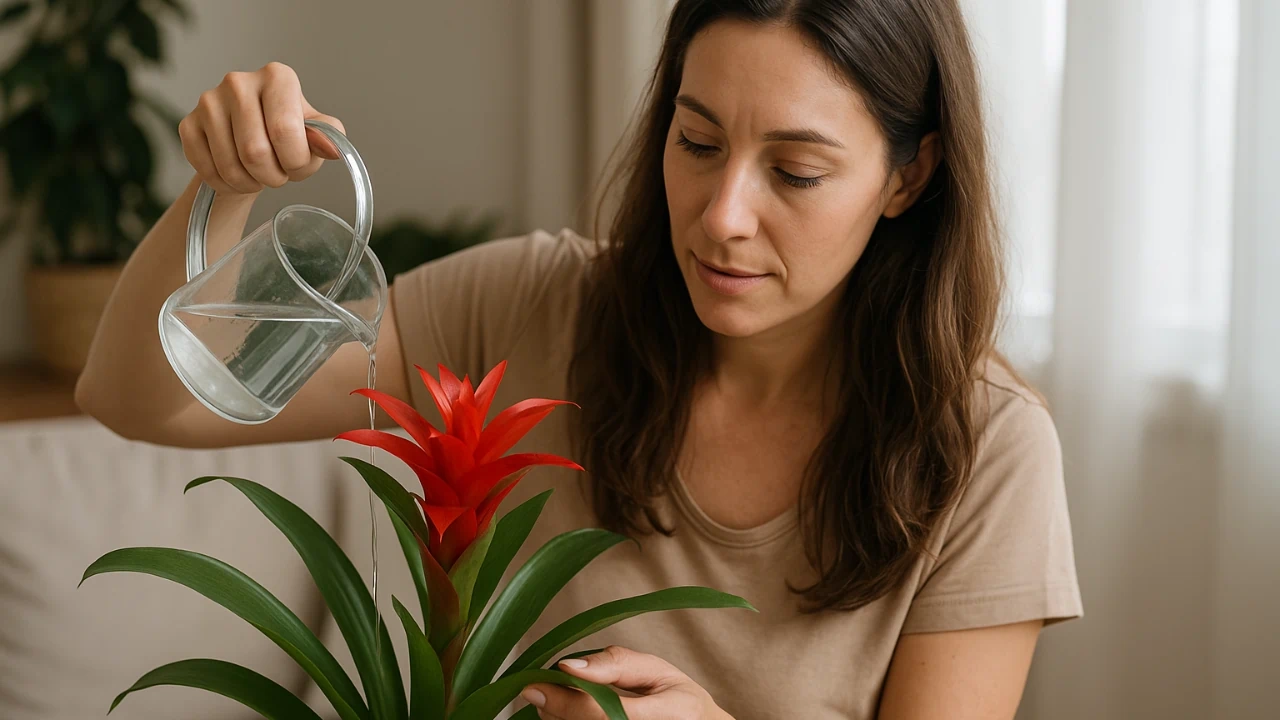 Erro de principiante regar bromélia pelo substrato em vez do copo central