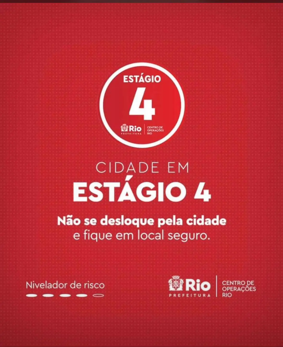 Mensagem circulou nos celulares, assustando ainda mais os moradores, mas o nível era 2