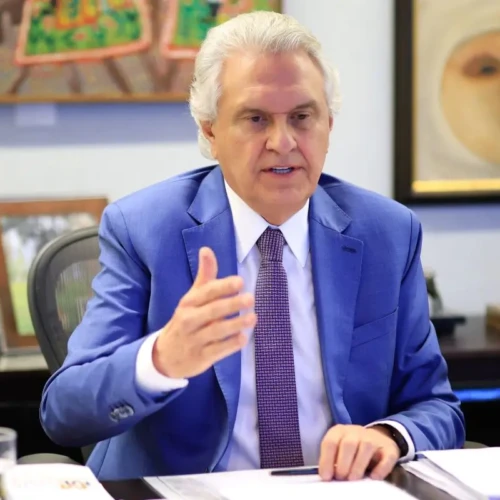 Ronaldo Caiado participou de forma remota - Foto André Saddi Secom Goiás