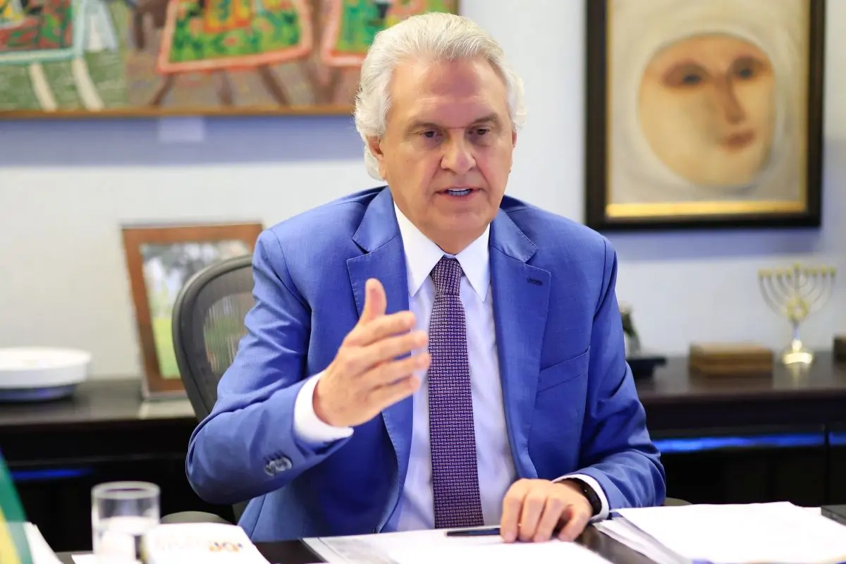 Ronaldo Caiado participou de forma remota - Foto André Saddi Secom Goiás