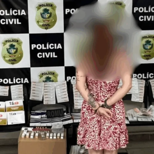 Estudante de enfermagem montou verdadeiro depósito de produtos clandestinos na rua da Central de Flagrantges de Aparecida - Foto divulgação PCGO