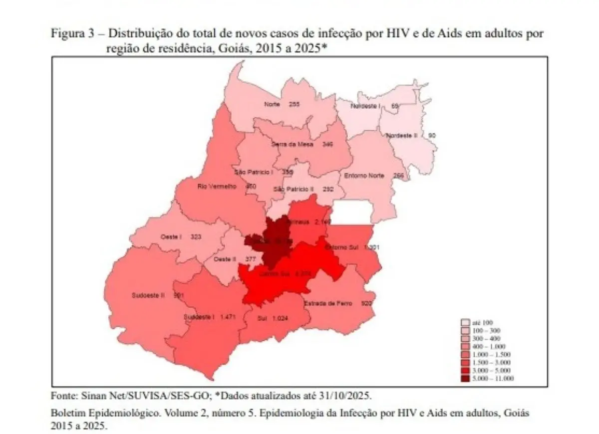 Distribuição de casos por região - Fonte SESGO