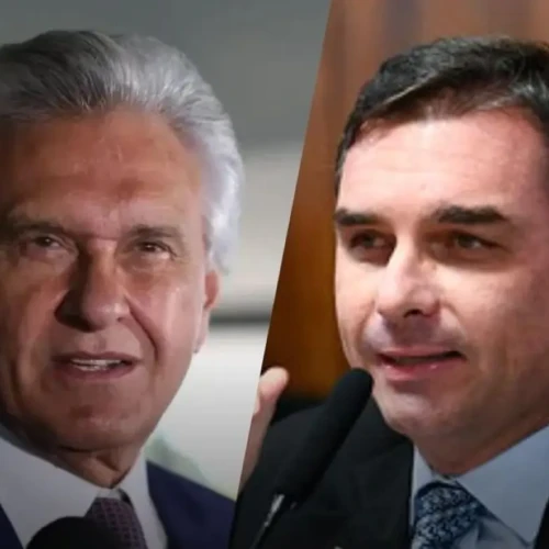 Caiado dialogou com Flávio Bolsonaro sobre eleição de 2026 - Fotomontagem reprodução