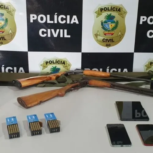 Armas e munições foram apreendidas na operação que mira desvios de programa educacional - Foto divulgação PCGO