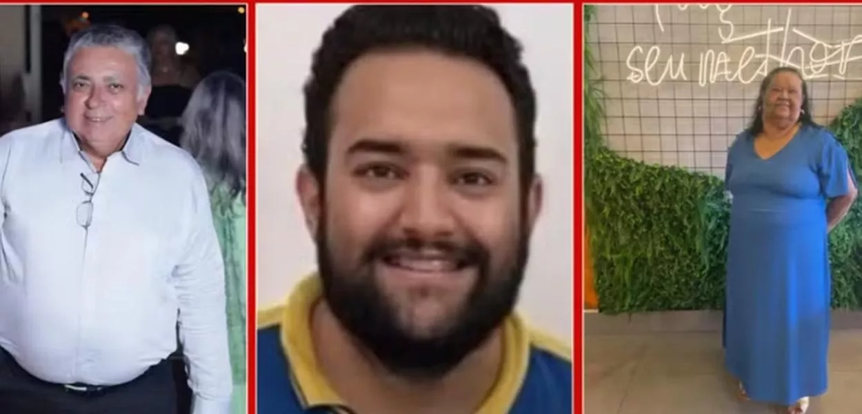 As vítimas João Clemente Pereira, Marcos Raymundo Fernandes Moreira e Miranilde Pereira da Silva - Fotomontagem reprodução redes sociais