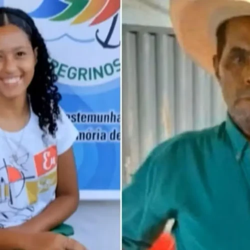 Beatryz Emelly e o suspeito do crime, Paulo Fagundes - Fotomontagem reprodução G1