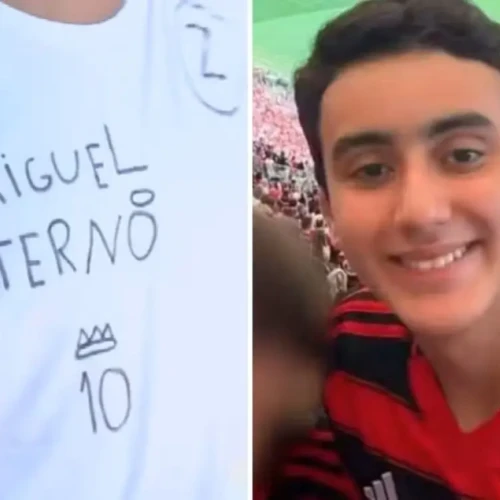 Amigos homenagearam Miguel no enterro - Fotomontagem Tv Anhanguera redes sociais portal G1