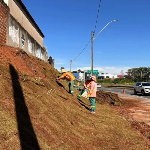 Após período de chuvas, Prefeitura de Goiânia reforça recuperação do solo na Marginal Botafogo