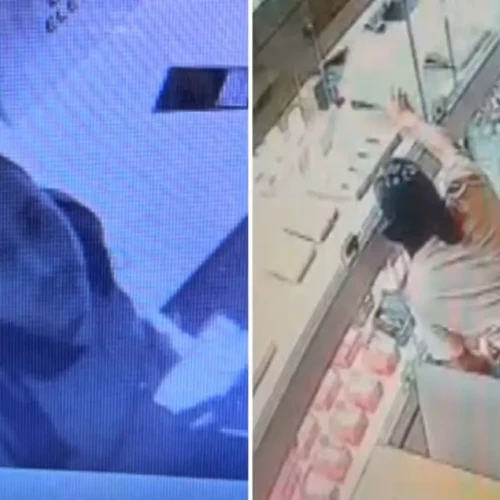 Suspeito foi filmado dentro da joalheria - Fotomontagem Tv Anhanguera portal g1