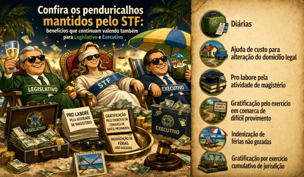 Penduricalhos mantidos pelo STF ironia ajustada