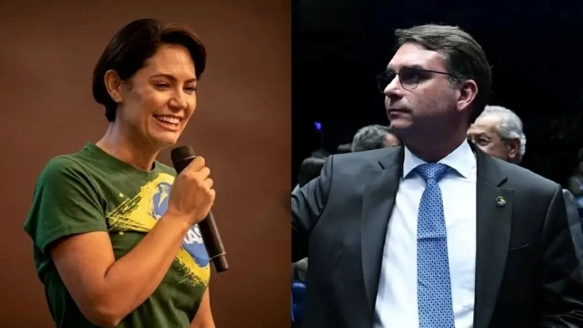 Michelle e Flávio Bolsonaro - Fotomontagem Reprodução -Facebook e Geraldo Magela - Agência Senado