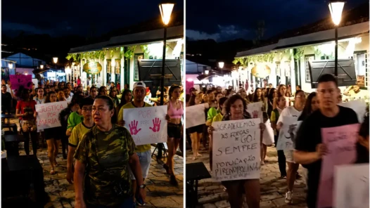 Moradores foram às ruas em protesto exigindo punição - Fotomontagem reprodução redes sociais
