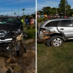 Pai e filho estavam em carro atingido por motorista embriagado em Mineiros - Fotomontagem reprodução