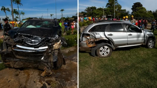 Pai e filho estavam em carro atingido por motorista embriagado em Mineiros - Fotomontagem reprodução