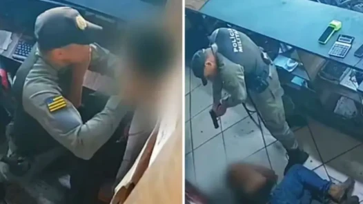 Sargento da PMGO espancou e ameaçou adolescente de morte por vítima ter supostamente olhado para ele - Fotomontagem reprodução de vídeo redes sociais
