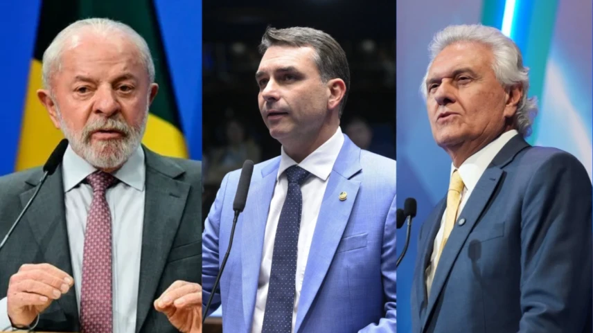 Lula, Flávio e Caiado - Fotomontagem reprodução CNN Brasil