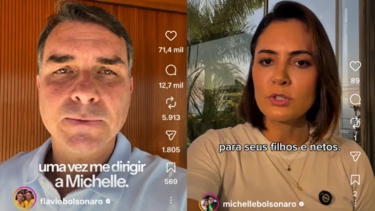 Flávio Bolsonaro pediu desculpas e Michelle aceitou - Fotomontagem reprodução redes sociais