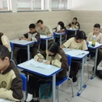 Sala de aula do Colégio Polícia Militar Madre Germana, uma das sete escolas da rede estadual goiana que estão entre as dez melhores – Foto CEPMG