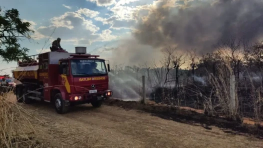 Fogo atingiu Parque Telma Ortegal mas não chegou até área do depósito com rejeitos do Césio - Foto CBMGO