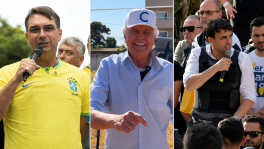 Flávio Bolsonaro, Caiado e Renan usaram coletes a prova de balas - Fotomontagem reprodução redes sociais