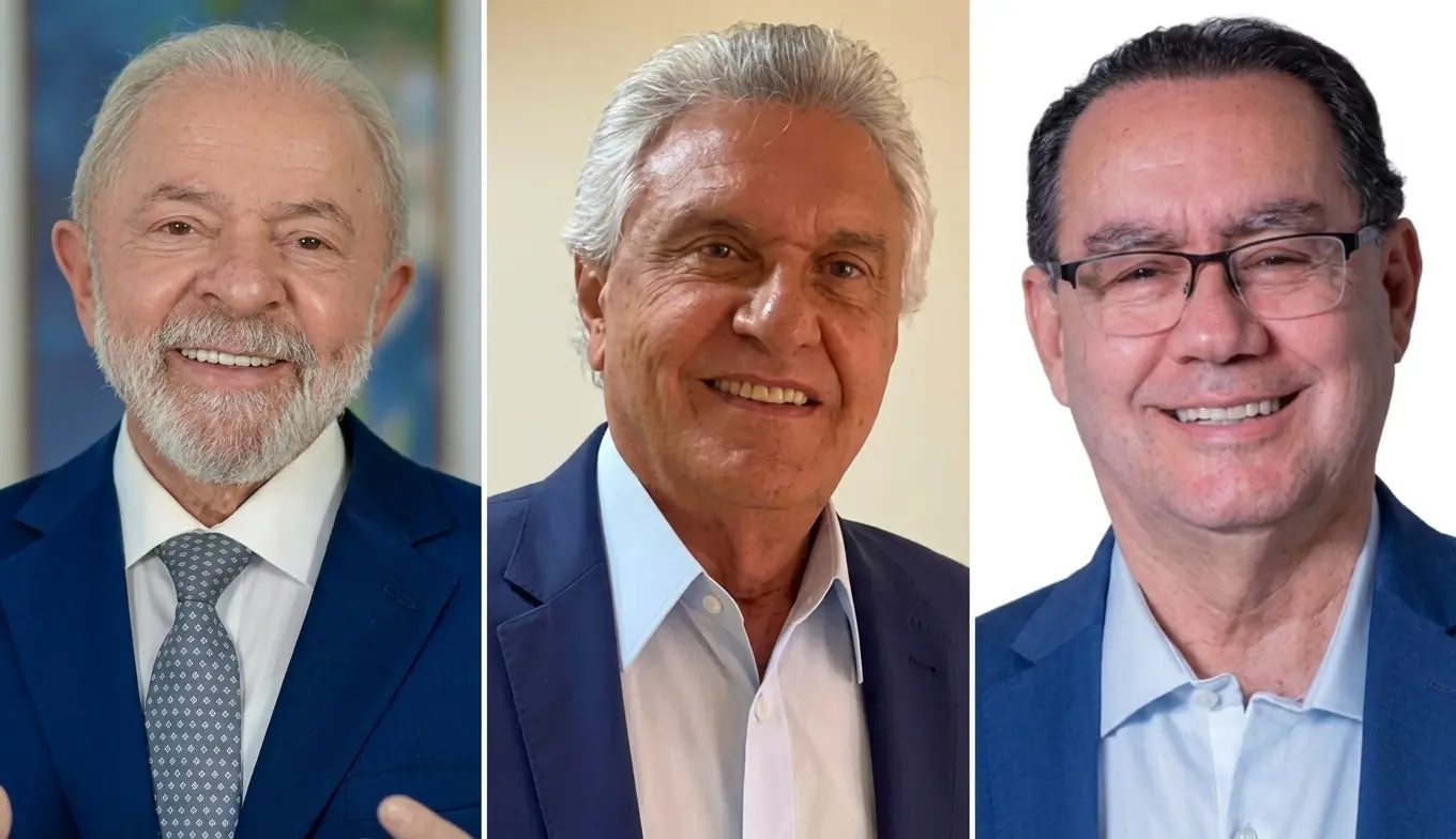 Lula mantém liderança, Caiado é o único que passa presidente no 2º turno e Cury se torna 3º no 1º turno - Fotomontagem divulgação