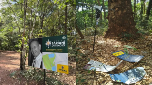 Sinalização da Trilha Bariani Ortêncio ficou totalmente destruída - Fotomontagem AMMA - GCM