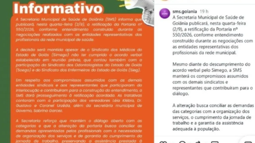 SMS publicou informe na terça-feira