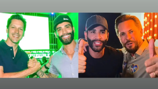 Gustavo Lima com Daniel Vilela e Bruno Peixoto - Reprodução